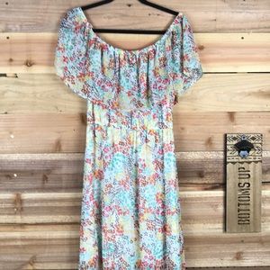Floral maxi off the shoulder dress